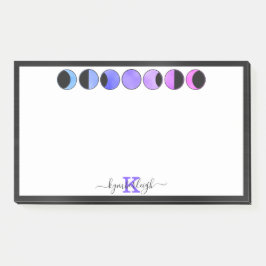 Glam Moon Phases Monogram Name Large Retangular Post-it® Notes