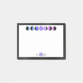 Glam Moon Phases Monogram Name Small Rectangular Post-it® Notes