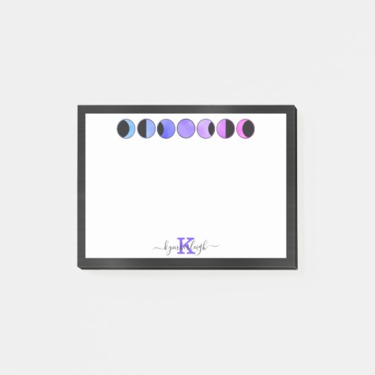 Glam Moon Phases Monogram Name Small Rectangular Post-it® Notes (Voorkant)