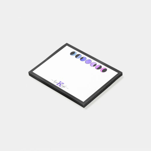 Glam Moon Phases Monogram Name Small Rectangular Post-it® Notes (Schuin)