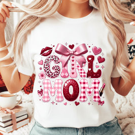Glam Mother's Day Gift Girl Mom Retro Leopard Pink T-shirt