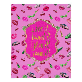 Glam Motief Roze en Groen Quote Poster