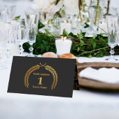 Glam Mystiek Zwart Goud Wolken Maan Bruiloft Plaatskaartje