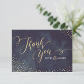 Glam nacht faux goud glitter kalligrafie dank u bedankkaart (Staand voorkant)