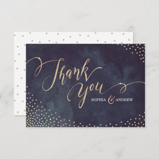Glam nacht faux goud glitter kalligrafie dank u bedankkaart (Voorkant / Achterkant)