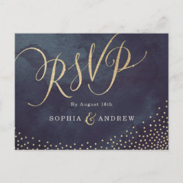 Glam nacht faux goud glitter kalligrafie RSVP Uitnodiging Briefkaart
