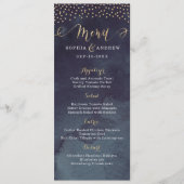 Glam nacht faux goud kalligrafie bruiloft menu (Voorkant)