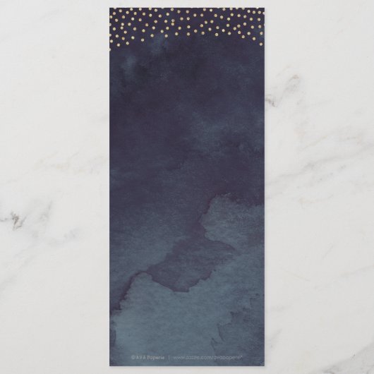 Glam nacht faux goud kalligrafie bruiloft menu (Achterkant)