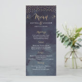 Glam nacht faux goud kalligrafie bruiloft menu (Staand voorkant)