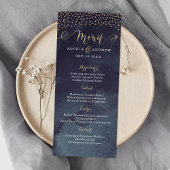 Glam nacht faux goud kalligrafie bruiloft menu