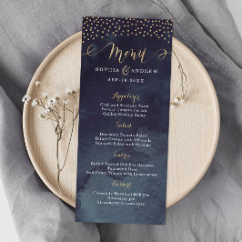 Glam nacht faux goud kalligrafie bruiloft menu