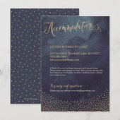 Glam nacht gouden glitter kalligrafie accommodatie informatiekaartje (Voorkant / Achterkant)