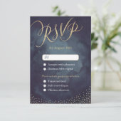 Glam nacht gouden glitter kalligrafie bruiloft RSV RSVP Kaartje (Staand voorkant)