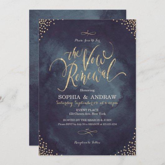 Glam nacht gouden kalligrafie gelofte vernieuwing kaart (Voorkant / Achterkant)