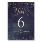 Glam nacht gouden kalligrafie trouwtafel nummer kaart (Achterkant)