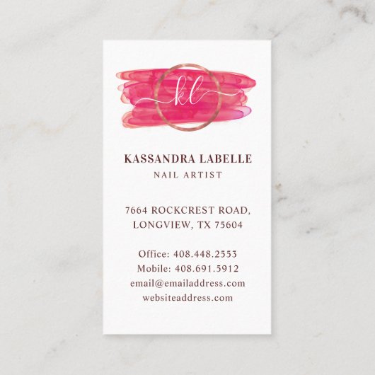 Glam Nail Poolse flesjes penseel Slag Nail Loyalty Visitekaartje (Achterkant)