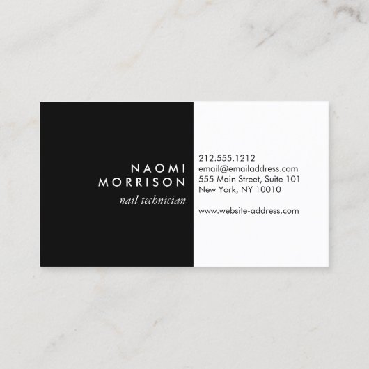 Glam Nails Script Tekst Roze/Zwart Visitekaartje (Achterkant)