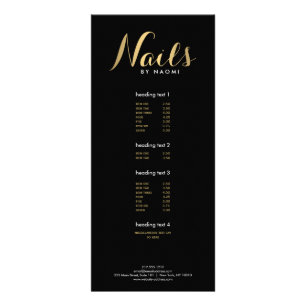 Glam Nails Script Text Gold/Black Rack Card Reclamekaart