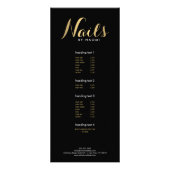 Glam Nails Script Text Gold/Black Rack Kaart (Voorkant)
