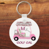 Glam Name Monogram Roos Gold Golf Cart Sleutelhang Sleutelhanger (Achterkant)