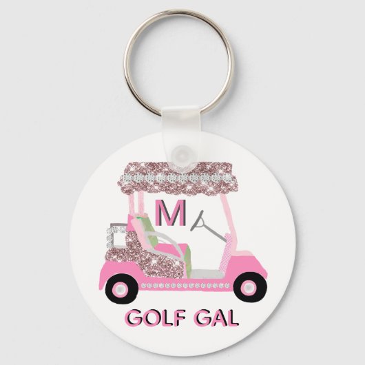 Glam Name Monogram Roos Gold Golf Cart Sleutelhang Sleutelhanger (Achterkant)
