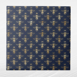 Glam Navy Blauw Goud Bijen Kroon Tegeltje