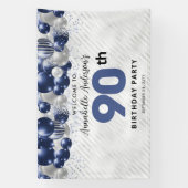 Glam Navy Blauw Zilveren Ballon Glitter Welkom Spandoek (Verticaal)