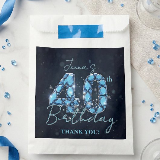 Glam Navy Blauwe Saffier Edelsteen 40e Verjaardag Bedankzakje
