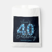 Glam Navy Blauwe Saffier Edelsteen 40e Verjaardag Bedankzakje (Voorkant)