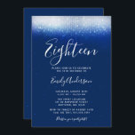 Glam Navy Blue 18e verjaardag Kaart<br><div class="desc">Deze moderne 18e verjaardagsuitnodiging is ontworpen om indruk te maken! Trendy faux shimmer lichten op een marineblauwe achtergrond met een modern script lettertype.</div>