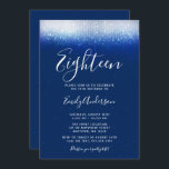 Glam Navy Blue 18th Birthday Kaart<br><div class="desc">Deze moderne 18e verjaardag-uitnodiging is bedoeld om indruk te maken! Trendy faux shimmer licht op een marineschoolblauwe achtergrond met een modern scriptlettertype.</div>
