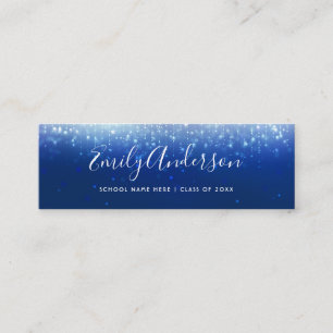 Glam Navy Blue Afstuderen Name Insert Card Mini Visitekaartje