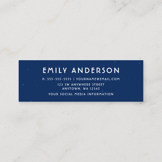 Glam Navy Blue Afstuderen Name Insert Card Mini Visitekaartje (Achterkant)