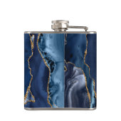 Glam Navy Blue Glitter Agate Geode Monogram Heupfles (Achterkant)