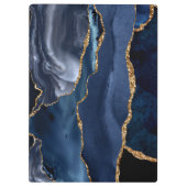 Glam Navy Blue Glitter Agate Geode Monogram Klembord (Achterkant)