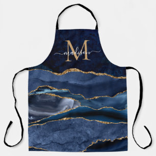 Glam Navy Blue Glitter Agate Geode Monogram Schort