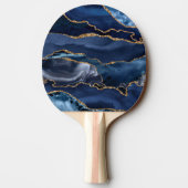 Glam Navy Blue Glitter Agate Geode Monogram Tafeltennisbatje (Achterkant)