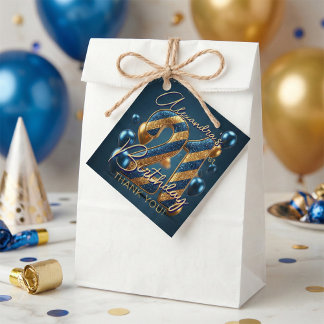 Glam Navy Blue Gold Glitter Balloons 21st Birthday Bedankjes Labels