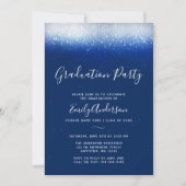 Glam Navy Blue Graduation Party Kaart (Voorkant)