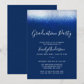 Glam Navy Blue Graduation Party Kaart (Voorkant / Achterkant)