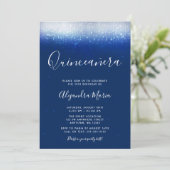 Glam Navy Blue Quinceanera Kaart (Staand voorkant)