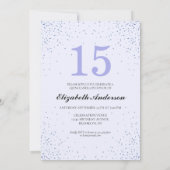 Glam Navy Blue Sparkle Dress Quinceañera Glitter Kaart (Achterkant)