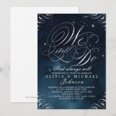 Glam Navy elegante kalligrafie DOEN WE NOG STEEDS Kaart (Voorkant / Achterkant)