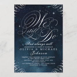 Glam Navy elegante kalligrafie DOEN WE NOG STEEDS Kaart