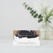 Glam Navy & Gold Glitter Drift elegante schoonheid Afsprakenkaartje (Staand voorkant)