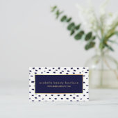 Glam Navy Hand Drawn Pattern met Faux Gold Accent Visitekaartje (Staand voorkant)