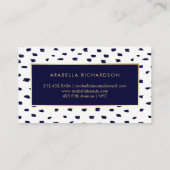 Glam Navy Hand Drawn Pattern met Faux Gold Accent Visitekaartje (Achterkant)
