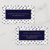 Glam Navy Hand Drawn Pattern met Faux Gold Accent Visitekaartje (Voorkant / Achterkant)