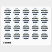 Glam Navy Rugby Stripe Boy Baby Shower Sticker (Vel)