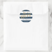Glam Navy Rugby Stripe Boy Baby Shower Sticker (Tas)